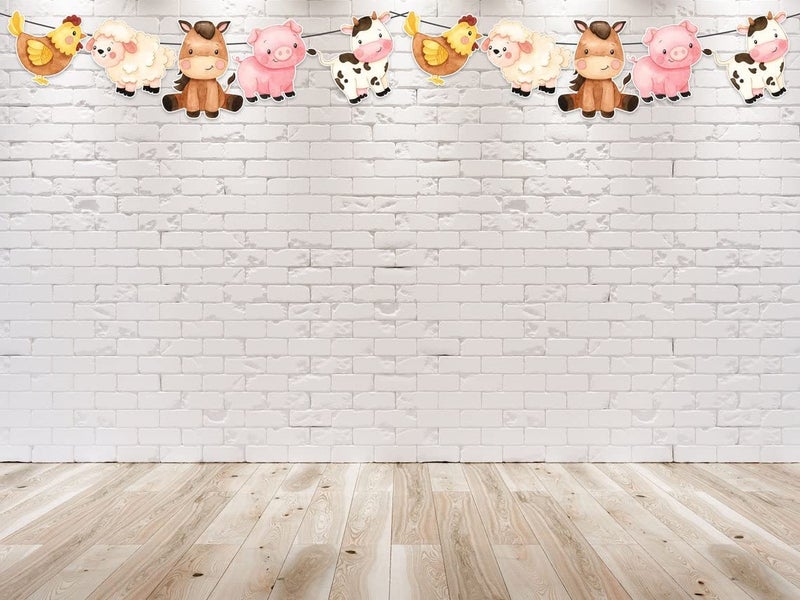 PC Farm Animals Birthday Banner â€“ Barnyard Party Decorations with Cow, Pig, Horse, Sheep & Chicken for Kids Birthday and Baby Shower Supplies - Image 3