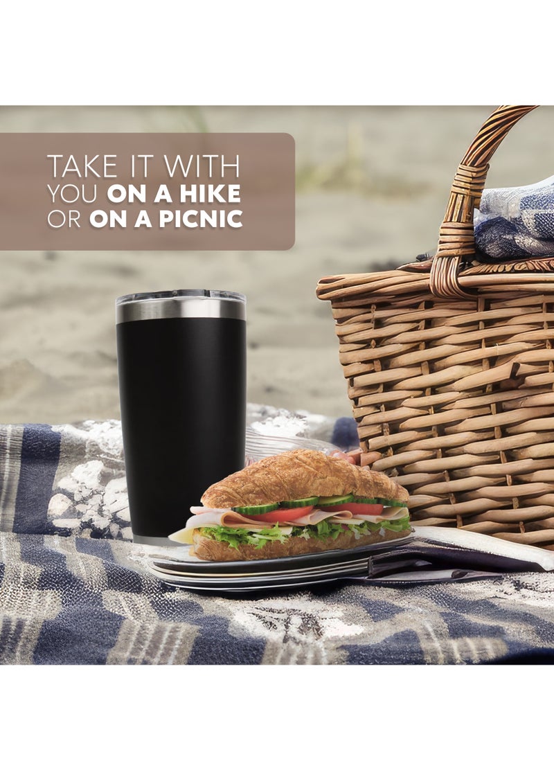 AMROAH 590ml Stainless Steel Coffee Travel Mug with Leakproof Lid Insulated, Portable Espresso Thermal Cup for Tea and Coffee, Reusable Vacuum Thermos Tumbler for Hot and Cold Drinks, Black  - Image 5