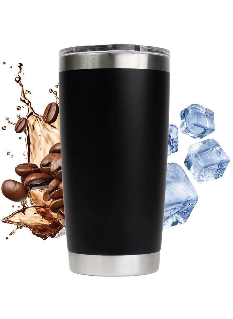 AMROAH - 590ml Stainless Steel Coffee Travel Mug with Leakproof Lid Insulated, Portable Espresso Thermal Cup for Tea and Coffee, Reusable Vacuum Thermos Tumbler for Hot and Cold Drinks, Black - Image 1