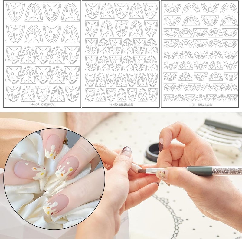 ملصقات فن الأظافر الفرنسية المستوحاة من الدانتيل بتصاميم متعددة الاستخدامات لارتداء حفلات الزفاف، مقاومة للبقع، تطبيق سريع، أوراق، ملصقات فن الأظافر ل��فلات الزفاف - Image 2