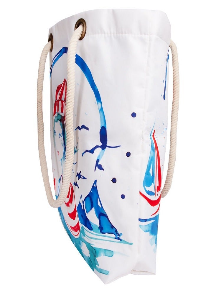 Anemoss Beach Shoulder Bag for Women Large and Lightweight Summer Pool Bag with Adjustable Rope Handle and Inner Pocket Made in Turkey - Image 4