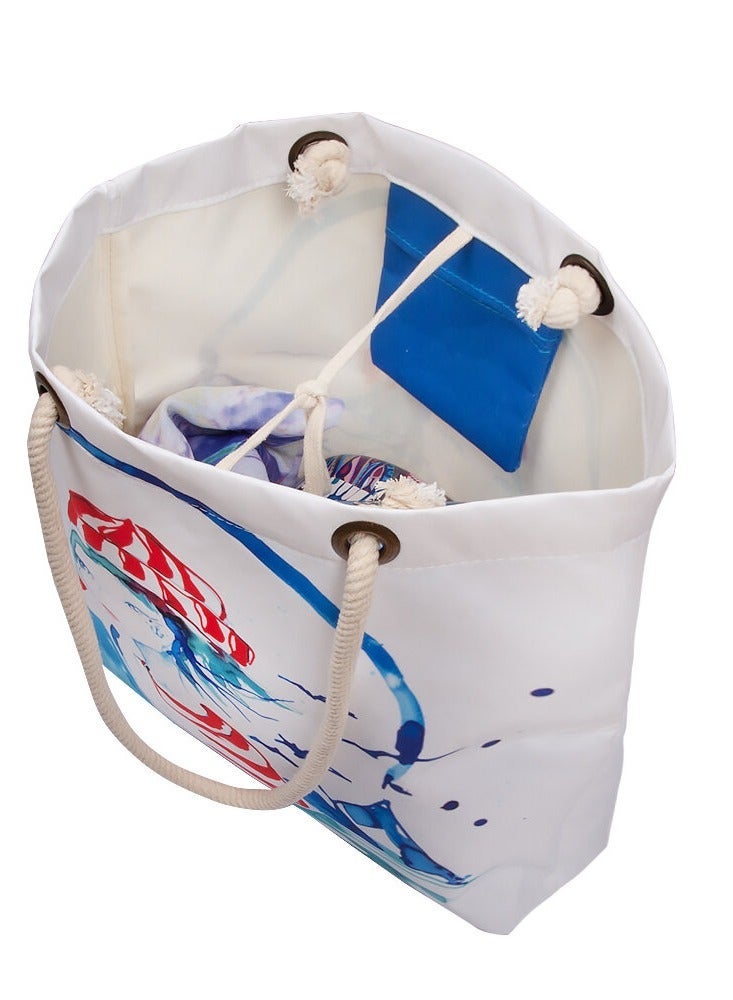 Anemoss Beach Shoulder Bag for Women Large and Lightweight Summer Pool Bag with Adjustable Rope Handle and Inner Pocket Made in Turkey - Image 2