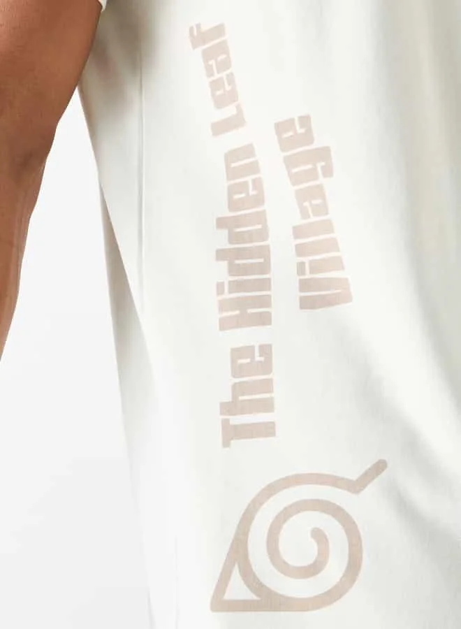 SP Characters Naruto Print Crew Neck T-shirt with Short Sleeves