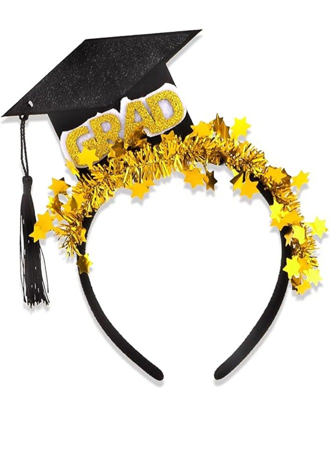 Graduation Headband For Congratulations Graduation Party Supplies Bachelor Hat Headband Graduation Cap Headband With Tassel - Glitter Grade Hair Accessories, Perfect For Graduation Party Favors And Photo Props - Image 1