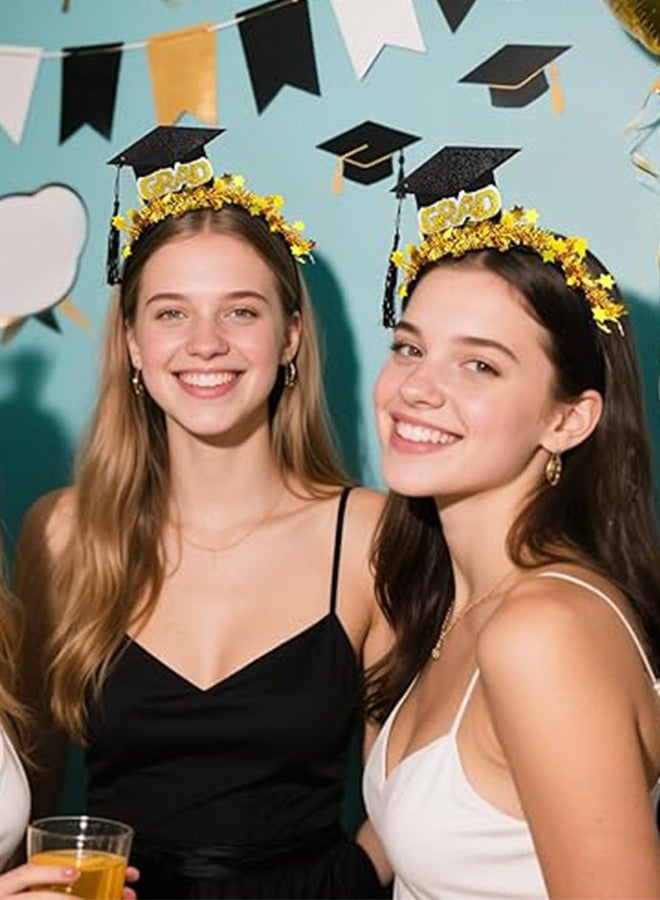 Graduation Headband For Congratulations Graduation Party Supplies Bachelor Hat Headband Graduation Cap Headband With Tassel - Glitter Grade Hair Accessories, Perfect For Graduation Party Favors And Photo Props - Image 3