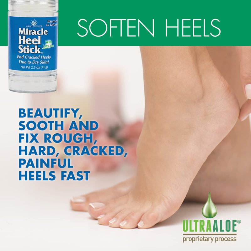 Miracle of Aloe Heel Balm for Dry Cracked Feet - Miracle Heel Stick for Cracked Heel Repair - Heel Balm Stick for Cracked Heel Treatment - Formulated with Pure Aloe Vera, Tea Tree Oil, Shea & Cocoa Butters | 2.5 oz - Image 3