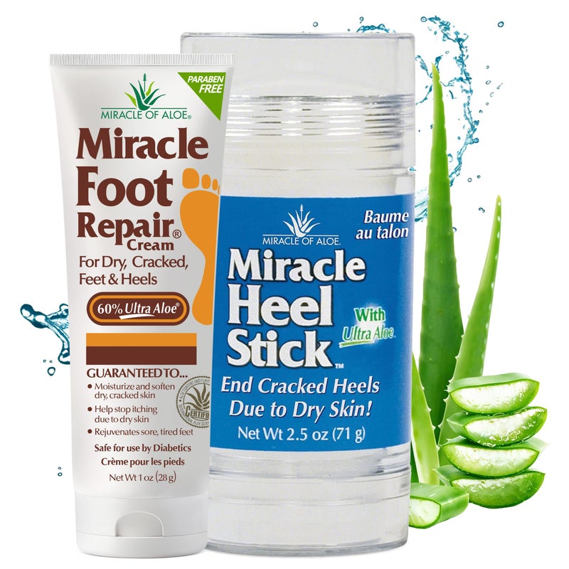 Miracle of Aloe Heel Balm for Dry Cracked Feet - Miracle Heel Stick for Cracked Heel Repair - Heel Balm Stick for Cracked Heel Treatment - Formulated with Pure Aloe Vera, Tea Tree Oil, Shea & Cocoa Butters | 2.5 oz - Image 1
