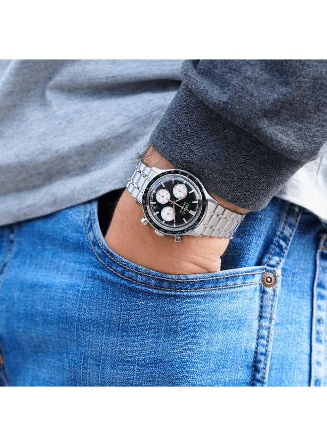 Seiko Sport Chronograph Men's Watch SSB481P1, 38.7mm Green Dial, Stainless Steel Bracelet, 50M WR - Image 4