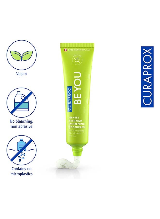 CURAPROX Be You Apple + Aloe Vera Toothpaste Green 60ml - Gentle Everyday Whitening Toothpaste - SLS Free, Microplastic Free, Triclosan Free, Fluoride Toothpaste - Image 2