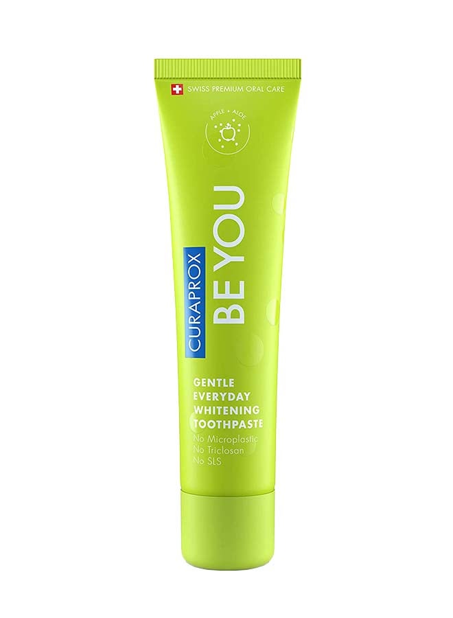 CURAPROX Be You Apple + Aloe Vera Toothpaste Green 60ml - Gentle Everyday Whitening Toothpaste - SLS Free, Microplastic Free, Triclosan Free, Fluoride Toothpaste - Image 1