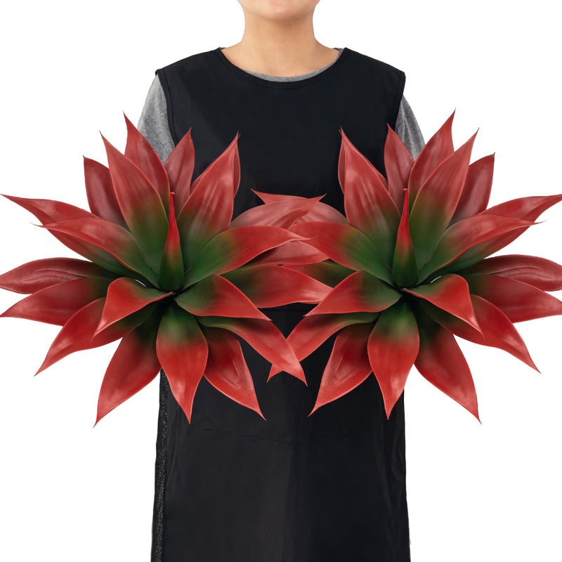 Ttranewsoo Artificial Agave PlantsLarge UV Resistant Fake Agave Planters for Indoor and Outdoor Decorating Tropical Plant Succulents Greenery Indoor Decor 2Pack18 Red