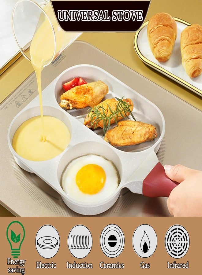 JUSTUP Nonstick Egg Frying Pan, 3-In-1 Medical Stone Pancake Egg Pan, Breakfast Fried Egg Steak Pan, Versatile Frying Pan Suitable for All Stoves, Easy to Clean, PFOA Free (White) - Image 3
