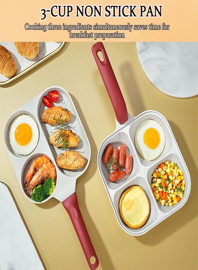 JUSTUP Nonstick Egg Frying Pan, 3-In-1 Medical Stone Pancake Egg Pan, Breakfast Fried Egg Steak Pan, Versatile Frying Pan Suitable for All Stoves, Easy to Clean, PFOA Free (White) - Image 4