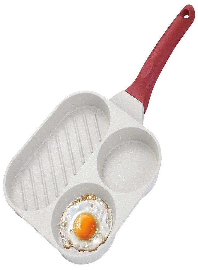 JUSTUP Nonstick Egg Frying Pan, 3-In-1 Medical Stone Pancake Egg Pan, Breakfast Fried Egg Steak Pan, Versatile Frying Pan Suitable for All Stoves, Easy to Clean, PFOA Free (White) - Image 1