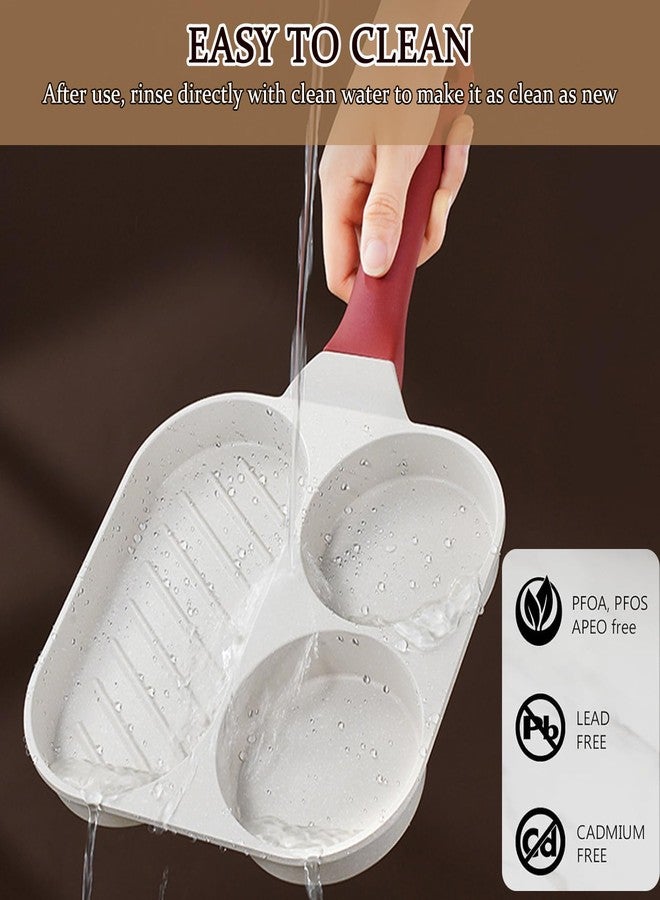 JUSTUP Nonstick Egg Frying Pan, 3-In-1 Medical Stone Pancake Egg Pan, Breakfast Fried Egg Steak Pan, Versatile Frying Pan Suitable for All Stoves, Easy to Clean, PFOA Free (White) - Image 5