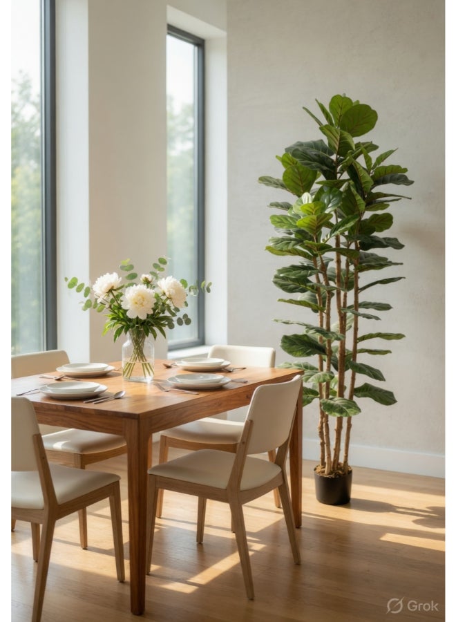 Noon East Fiddle Leaf Fig Tree 180cm (5.91ft) Tall Artificial Tree with Pot | Floor Plant with Lifelike Design & Texture - Green | Decorative Indoor Tree for Home, Living Room, Study & Office spaces - Image 2