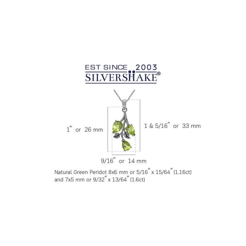 Silvershake 2.76ct. Natural Green Peridot 925 Sterling Silver Leaf Pendant with 18 Inch Chain Necklace August Gemstone Birthstone Jewelry for Women - Image 2