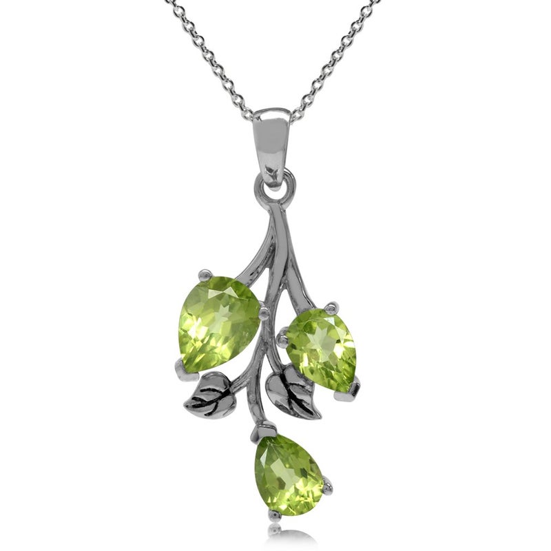 Silvershake 2.76ct. Natural Green Peridot 925 Sterling Silver Leaf Pendant with 18 Inch Chain Necklace August Gemstone Birthstone Jewelry for Women - Image 1