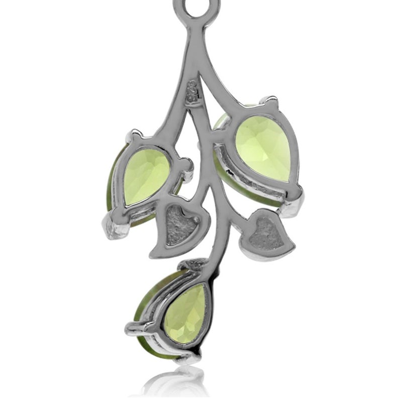 Silvershake 2.76ct. Natural Green Peridot 925 Sterling Silver Leaf Pendant with 18 Inch Chain Necklace August Gemstone Birthstone Jewelry for Women - Image 3