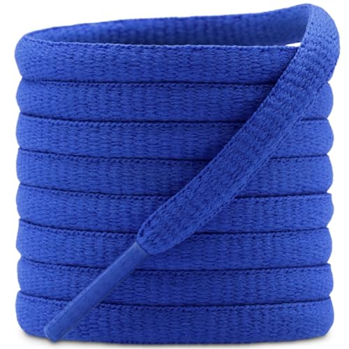 DELELE 2 Pair Oval Shoes laces Half Round 1/4" Athletic Shoelaces Shoe Strings Sapphire Blue-39 inch - Image 1