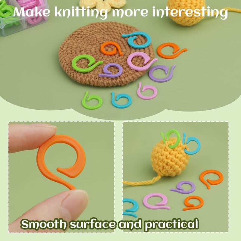 LUNARM Stitch Markers, 5 Colors/2 Sizes Open Stitch Markers for Crocheting with Sewing Needle, Split Ring Knitting Rings for DIY Handmade Crafts - Image 3