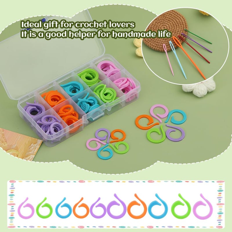 LUNARM Stitch Markers, 5 Colors/2 Sizes Open Stitch Markers for Crocheting with Sewing Needle, Split Ring Knitting Rings for DIY Handmade Crafts - Image 5