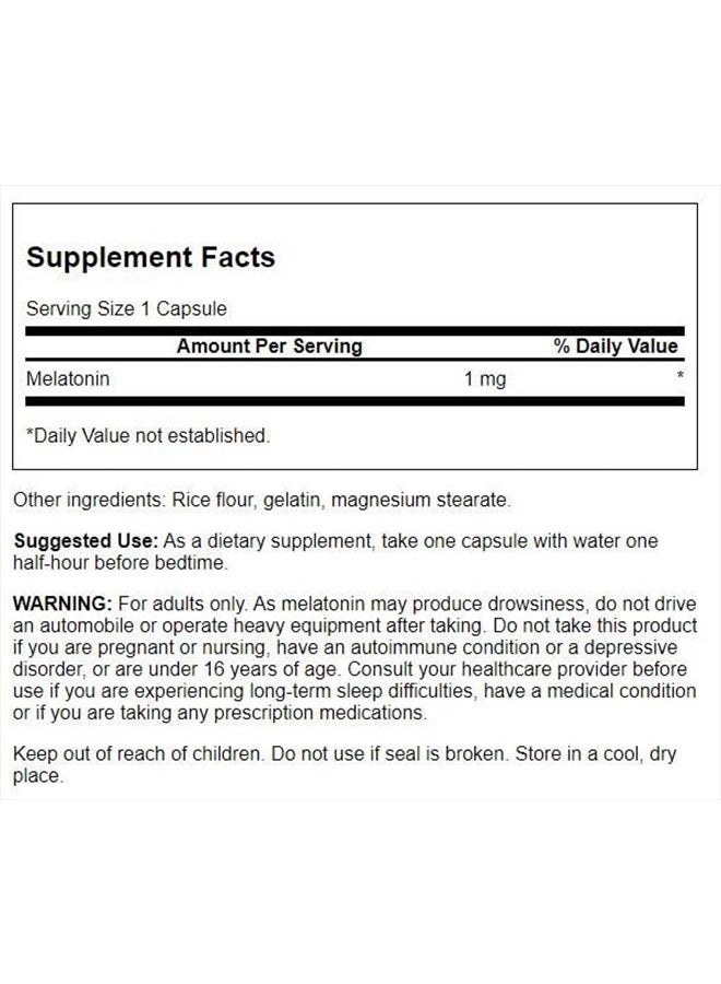 SWANSON Melatonin - Herbal Supplement - 120 Capsules, 1mg Each - Image 2