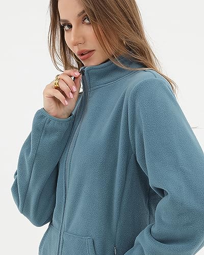 Argstar Women's Fleece Jacket, Lightweight Full Zip Classic Soft Casual Recreation Coat with Zipper Pockets Graylish Blue XXL - Image 3