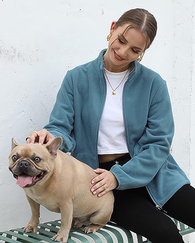 Argstar Women's Fleece Jacket, Lightweight Full Zip Classic Soft Casual Recreation Coat with Zipper Pockets Graylish Blue XXL - Image 2
