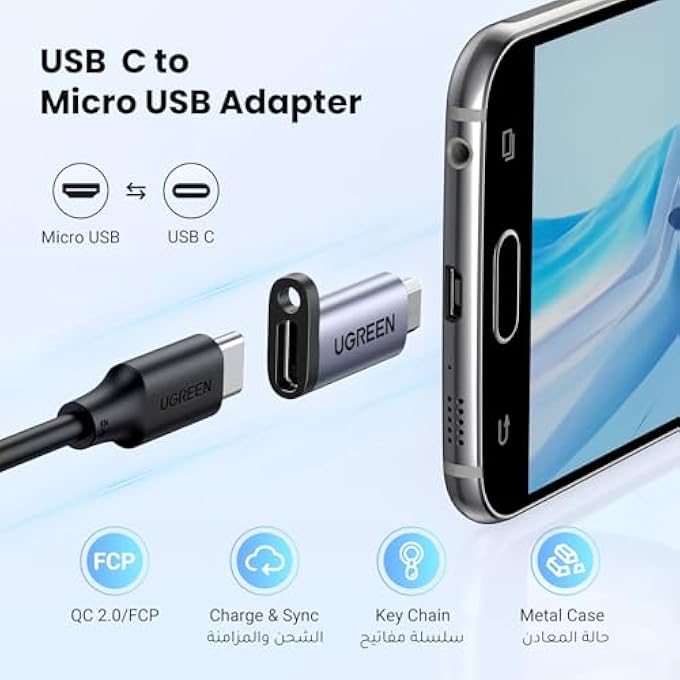 rayihni محول USB C إلى Micro USB عبوة 2 نوع C أنثوي إلى Micro ذكر موصل محول الهاتف المحمول متوافق مع سامسونج S7 إيدج شياومي مي A2 لايت هواوي P سمارت Y6 Y9 - Image 2