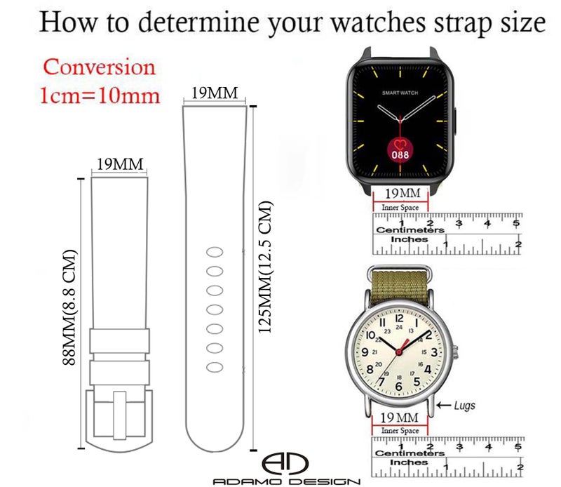ADAMO 19mm Watch Strap compatible for Storm Call/Colorfit Pulse and ALL 19mm wristwatch and smartwatches - Image 4