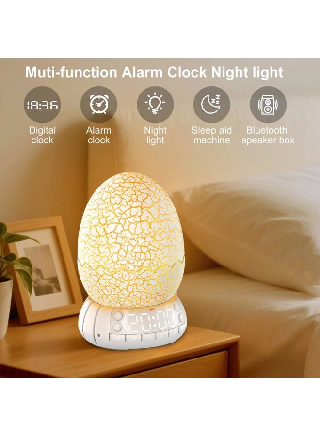 MTDYHY Upgraded Dinosaur Egg Alarm Clock/Digital Clock with Night Light, 20 Soothing Sound Timer Aid Sleep Machine/Bluetooth Speaker, Unique Decor Lamp for Bedroom/Living Room, Gifts for Kids Adults - Image 2