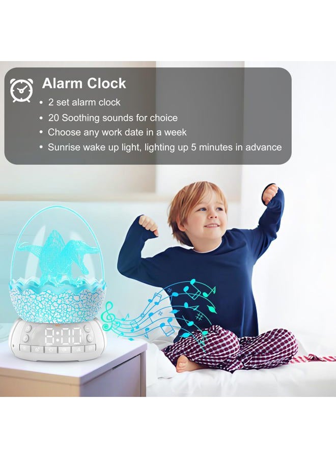 MTDYHY Upgraded Dinosaur Egg Alarm Clock/Digital Clock with Night Light, 20 Soothing Sound Timer Aid Sleep Machine/Bluetooth Speaker, Unique Decor Lamp for Bedroom/Living Room, Gifts for Kids Adults - Image 3