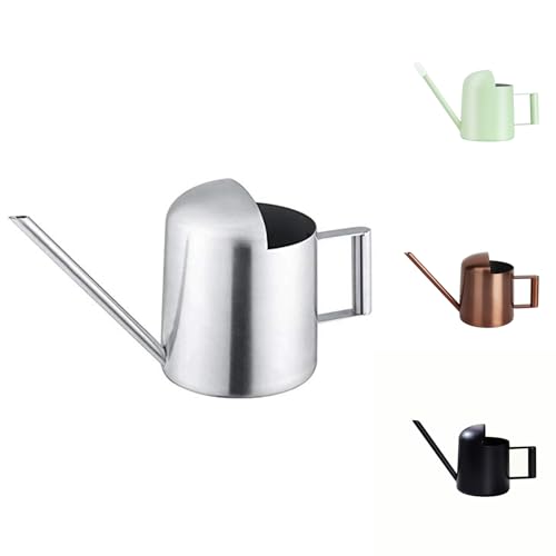 YISSSN Mini Watering Can, 10oz/300ml Stainless Steel Long Spout Small Watering Can for Indoor Plants Succulents, Herbs (Silver) - Image 1