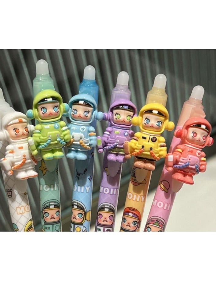 Generic 6 Pcs Cute Cartoon  Pens, Soft to Hold - 0.5mm Fine Tip Black Ink, Soft Colors, with Cute Patterns - Perfect for School Supplies and Office Stationery Black Ink  - Image 1