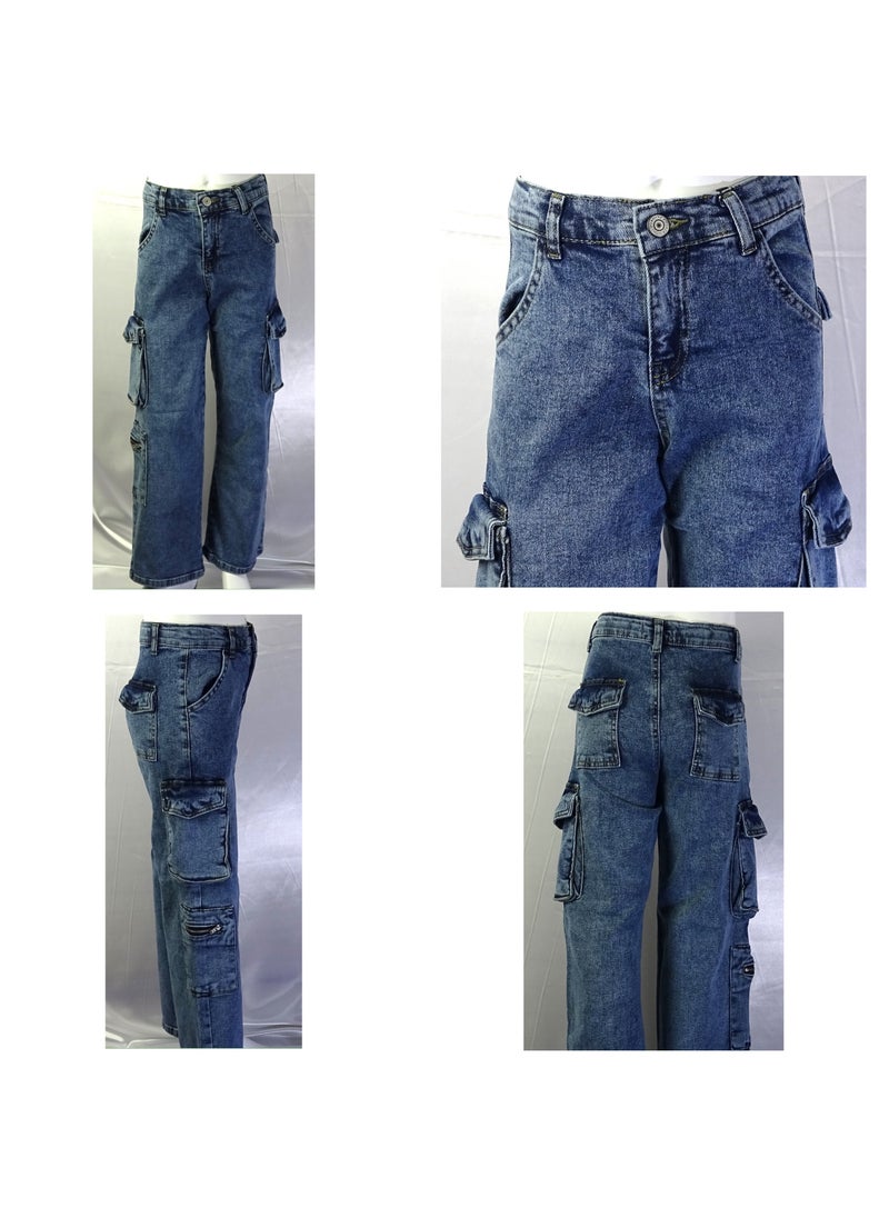 SHELTER - "Girls' jeans with button waistband and multiple pockets from the Shelter 23029 collection." - Image 1