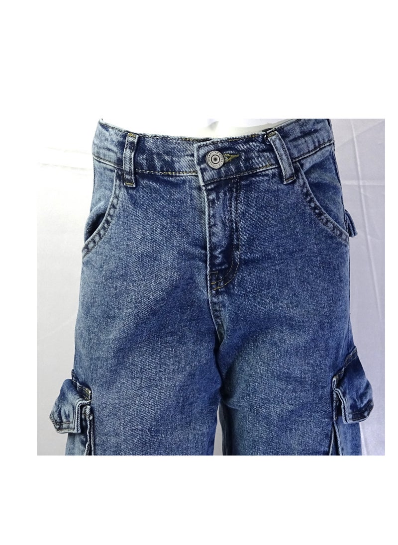 SHELTER - "Girls' jeans with button waistband and multiple pockets from the Shelter 23029 collection." - Image 1