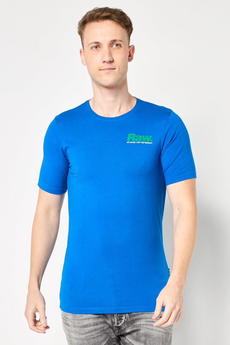 G-Star RAW Men Crew Neck Short Sleeve Graphic Print T-Shirt, Blue - Image 1