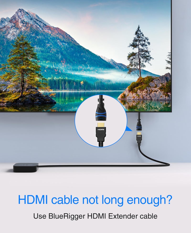 BlueRigger HDMI Extension Cable (20FT, 4K 60Hz HDMI Extender Cord, Male to Female Adapter, High Speed 18Gbps) - Compatible with Xbox, Roku, PS5/PS4, Nintendo Switch, Laptop, Google Chromecast, Wii U - Image 2