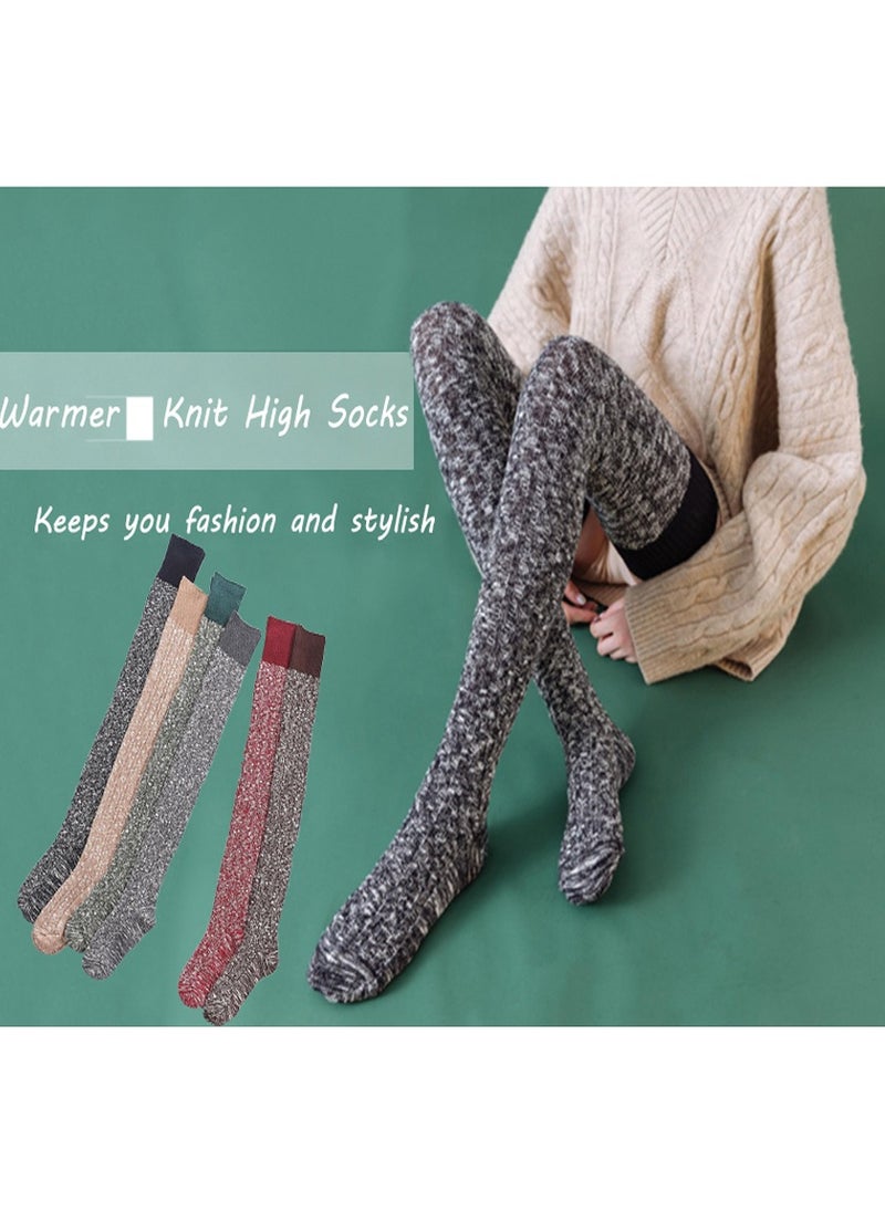 SYOSI High Socks for Women, Women's Thigh High Knitted Winter Boot Socks Vintage Extra Long Leg Warmer Over Knee High Stockings, Winter Boot Sock Vintage Warm Extra Long Leg Warmer High Stocking  - Image 3