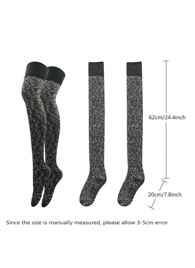 SYOSI High Socks for Women, Women's Thigh High Knitted Winter Boot Socks Vintage Extra Long Leg Warmer Over Knee High Stockings, Winter Boot Sock Vintage Warm Extra Long Leg Warmer High Stocking  - Image 2