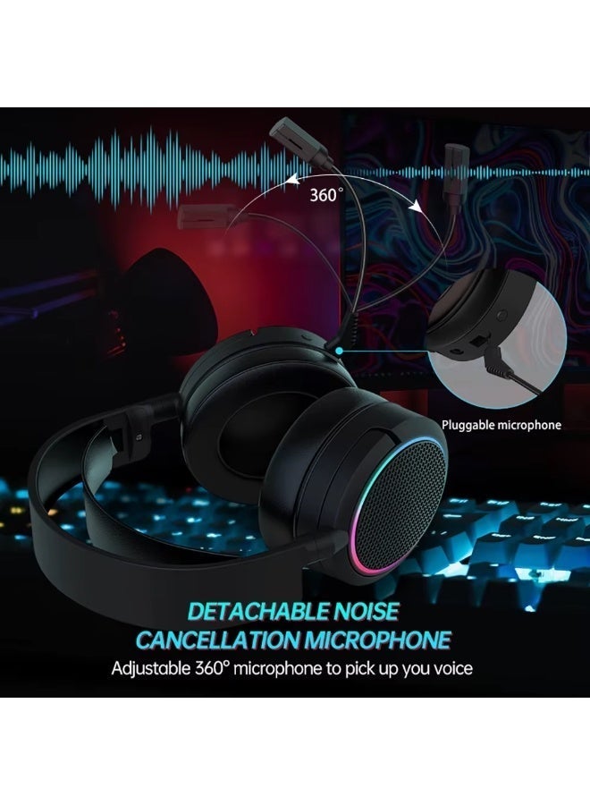 سماعة رأس سلكية للألعاب X5 Pro RGB ، صوت محيطي 7.1 مع ميكروفون، للألعاب - Image 5