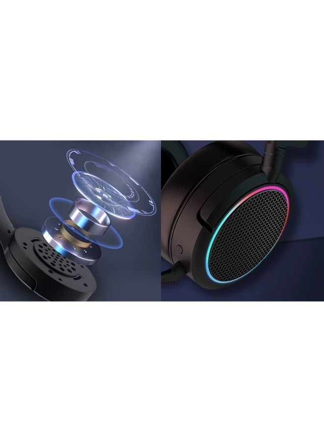 سماعة رأس سلكية للألعاب X5 Pro RGB ، صوت محيطي 7.1 مع ميكروفون، للألعاب - Image 4