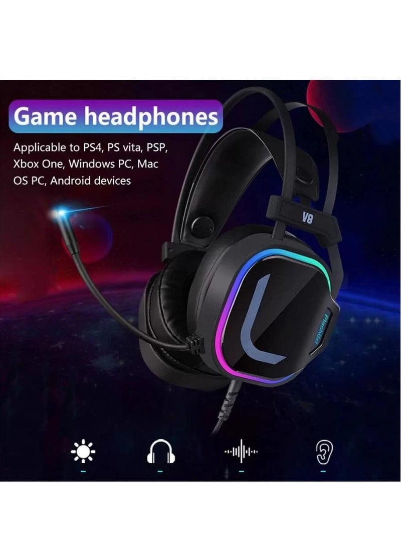V8 RGB Gaming Headset, 7.1 Surround Sound with Microphone, For Games - pzsku/Z2753A9463E1C94344F3BZ/45/_/1739889777/7d318499-1d33-460a-995f-b3952f2e9112