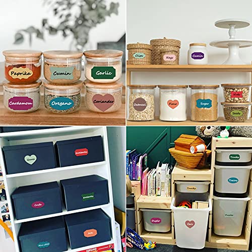 Nardo Visgo Colored Chalkboard Labels: 168 Premium Stickers + 2 Chalk Markers-Waterproof Removable Reusable Chalkboard Stickers,Perfect for Decorating Your Mason Jars Pantries Crafts and Offices - Image 5