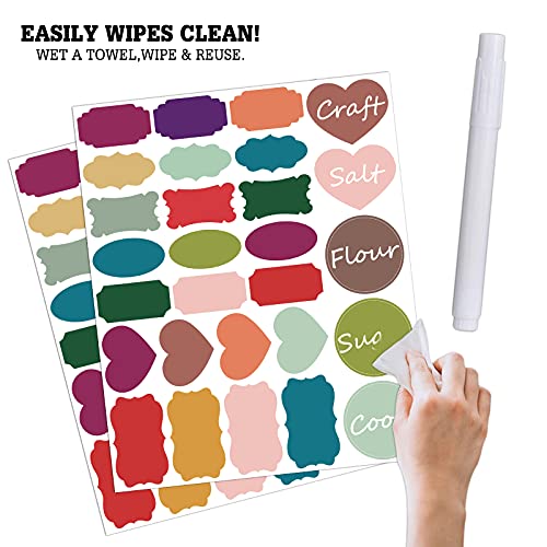 Nardo Visgo Colored Chalkboard Labels: 168 Premium Stickers + 2 Chalk Markers-Waterproof Removable Reusable Chalkboard Stickers,Perfect for Decorating Your Mason Jars Pantries Crafts and Offices - Image 3