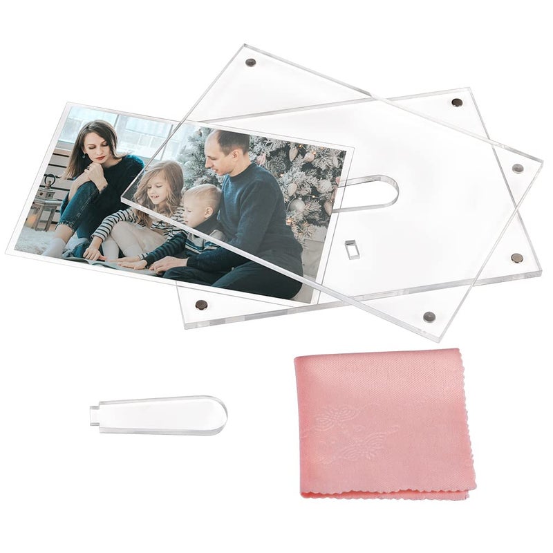 ECOSEAO 4x6 Minimalist Picture Frame Acrylic Glass Photo Frame with Magnetic Desktop Display Horizontally or Vertically - Image 3