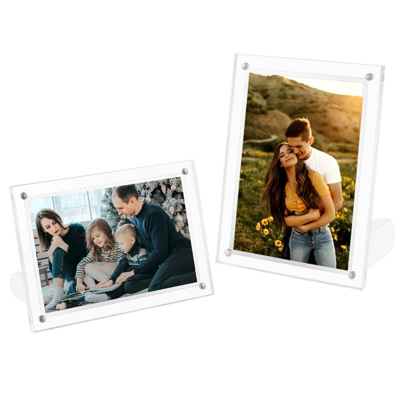 ECOSEAO 4x6 Minimalist Picture Frame Acrylic Glass Photo Frame with Magnetic Desktop Display Horizontally or Vertically - Image 1