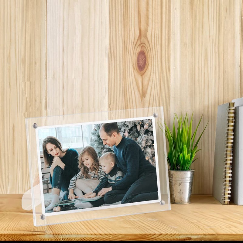 ECOSEAO 4x6 Minimalist Picture Frame Acrylic Glass Photo Frame with Magnetic Desktop Display Horizontally or Vertically - Image 5