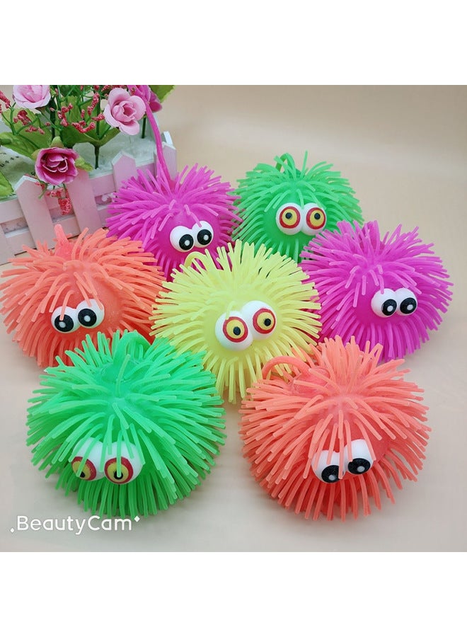 Luminous Hedgehog Fur Ball Elastic Ball Flash Rabbit Three-section Caterpillar Vent Toy Ball Stall Supply Wholesale 